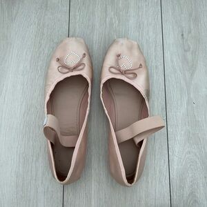 Praying Pink Ballet Flats Rhinestone hearts